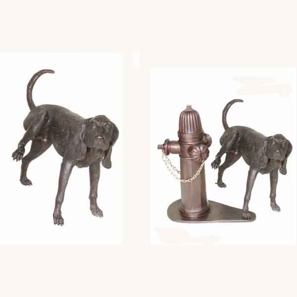 Bronze Dog Peeing Fountain