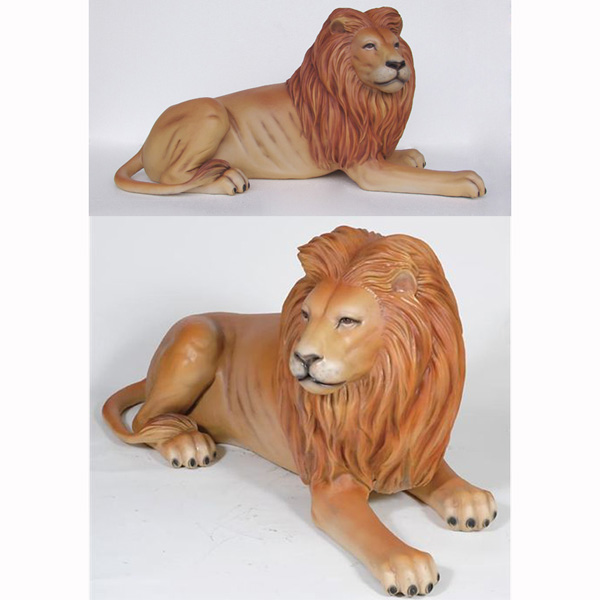 King Lion Laying Life Size Statues, Fiberglass statues bronze statues