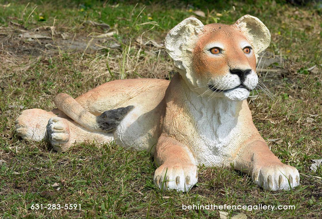 Lion Cub Lying Down Statue Safari Theme Prop