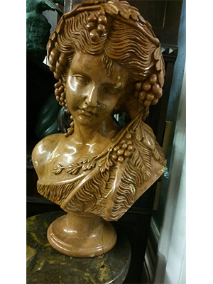 Bust of Young Girl with Grape leaves - Click Image to Close