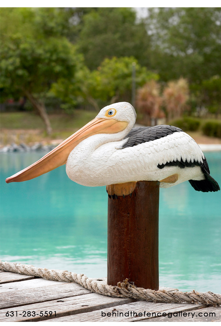 Pelican On Mooring Pole Statue