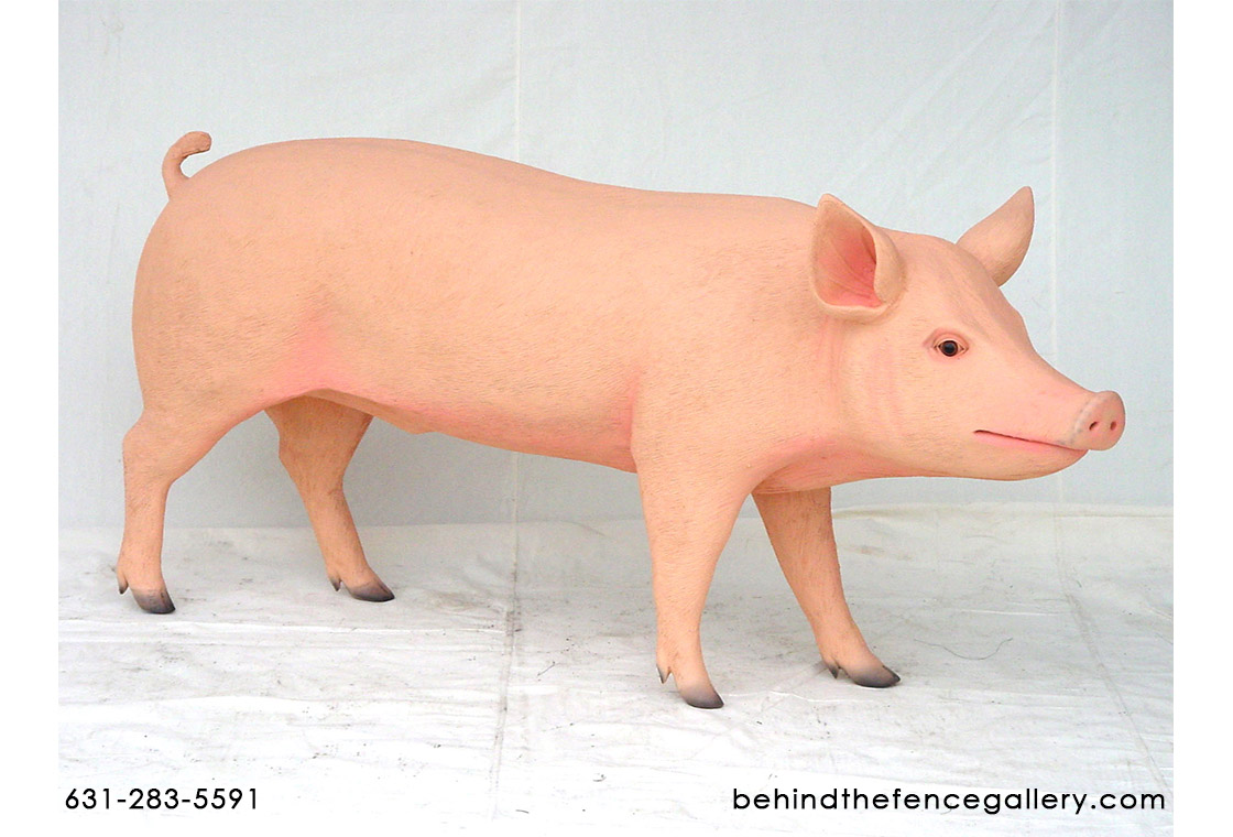 Life-Sized Pink Pig Statue - Click Image to Close