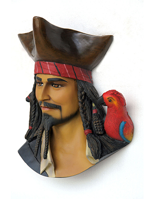 Pirate Head with Bird Wall Decor