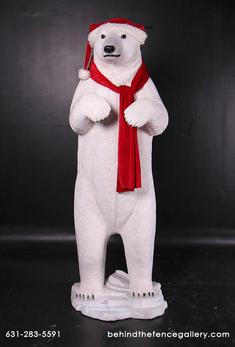 Standing Christmas Polar Bear Statue - Click Image to Close