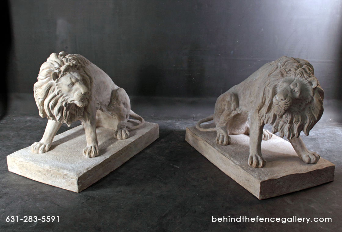 Lions Statue in Roman Stone Finish Set Of 2