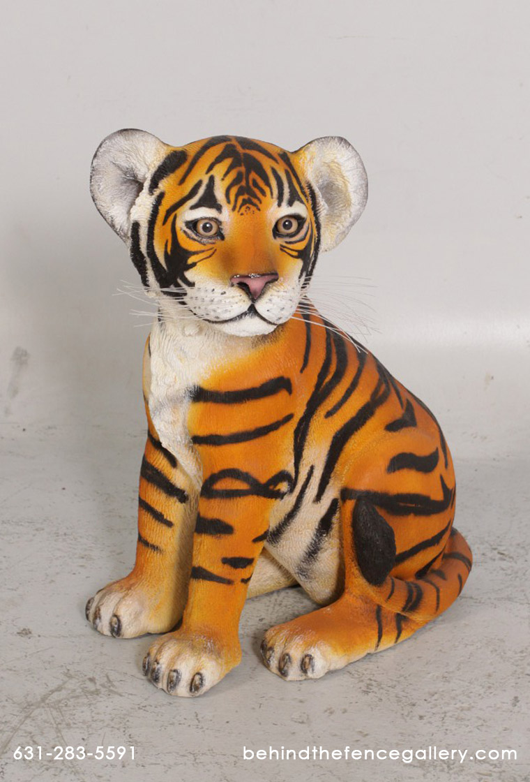 Tiger Cub Statue Sitting safari animal theme prop