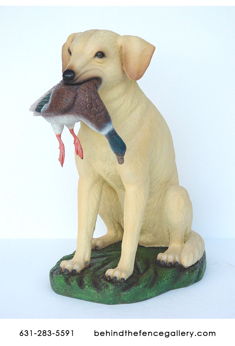 Yellow Labrador Statue with Duck in Mouth - Click Image to Close