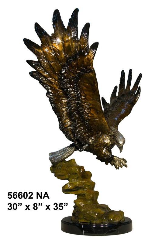 Bronze Flying Eagle On Rock