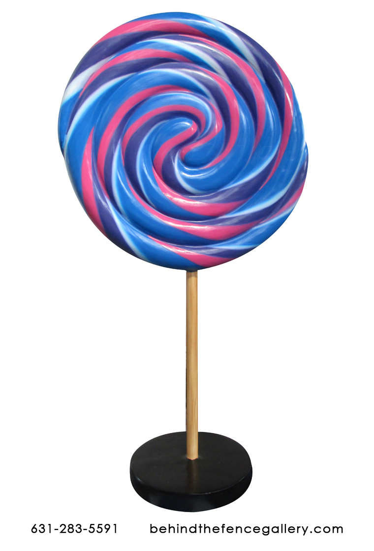 Blue and Pink Swirled Lollipop Candy Statue