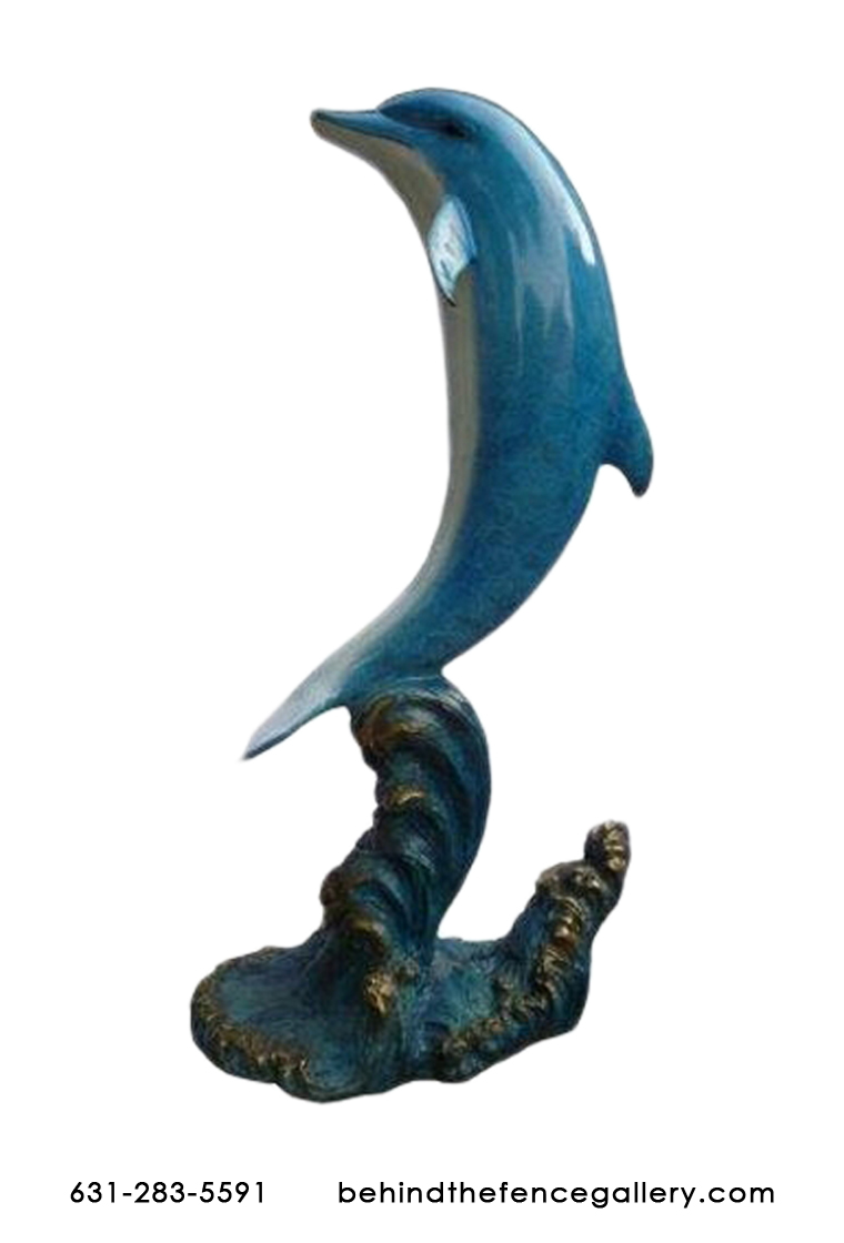 Bronze Blue Dolphin on a Wave
