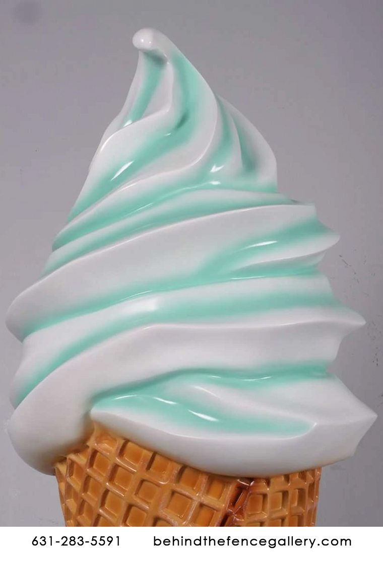 Giant Mint Vanilla Swirl Soft Serve Ice Cream Cone Statue Giant Mint