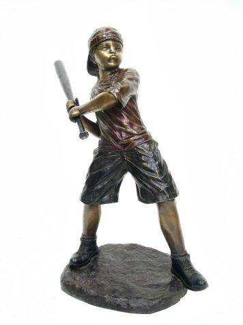 Bronze Baseball Batter Boy - Click Image to Close