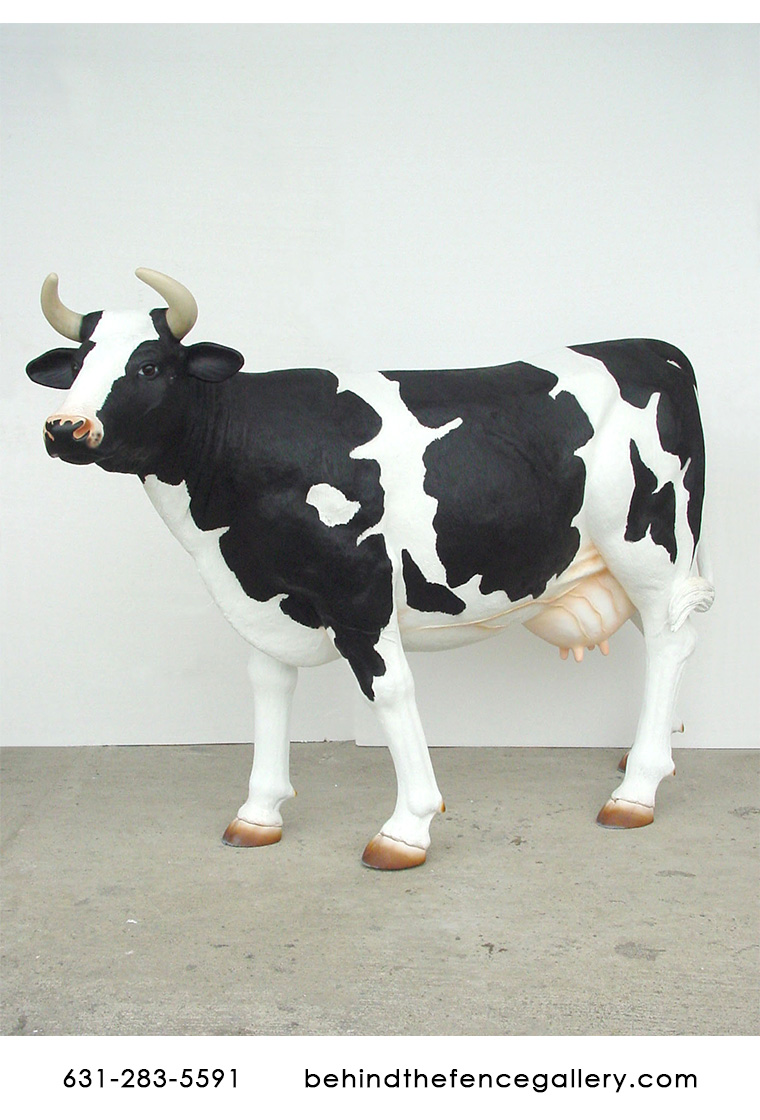 Black & White Cow Statue - Head Up