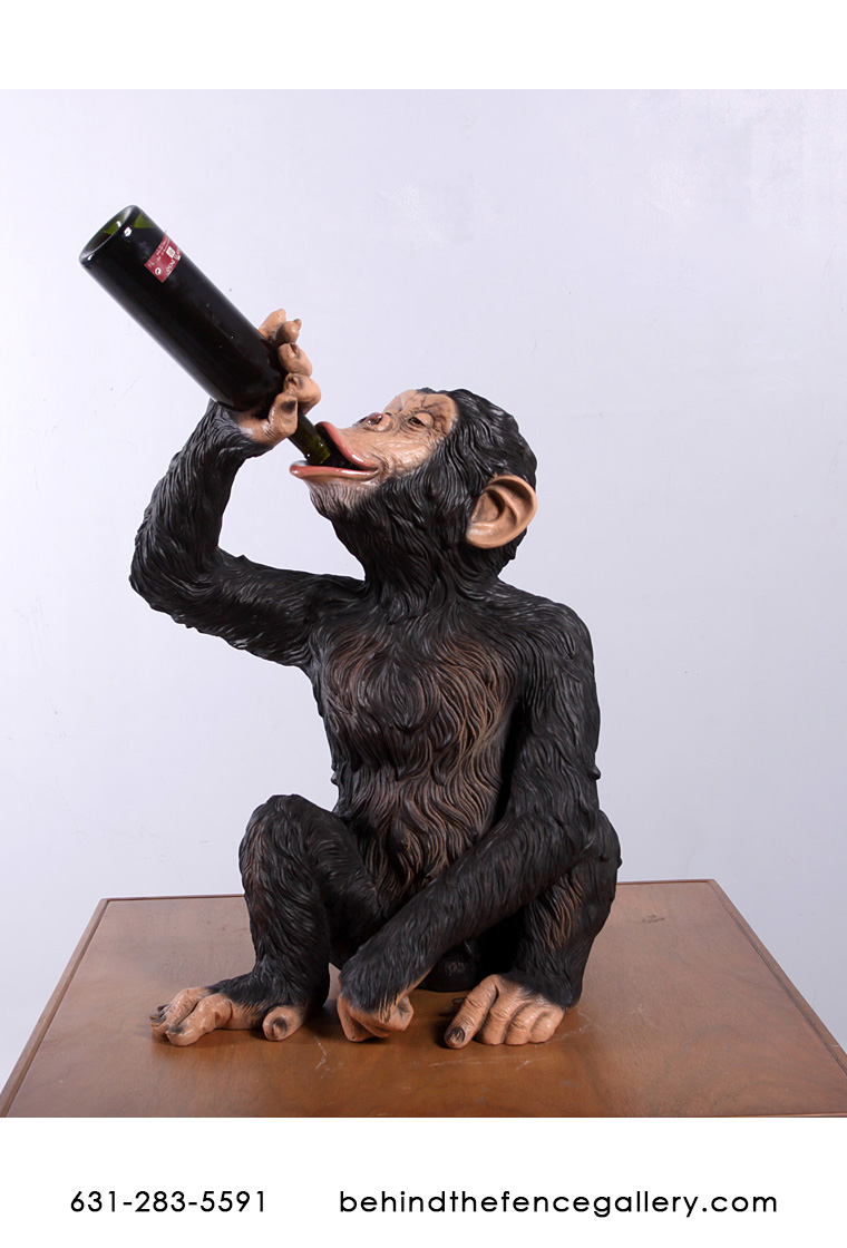 Boozy Chimp Drinking Statue