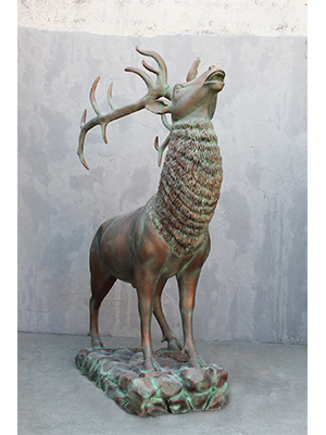 Elk Fiberglass Statue in Verdi Bronze Finish