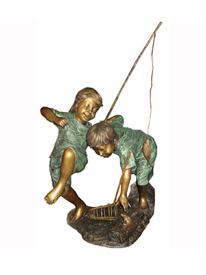Bronze Two Boys fishing
