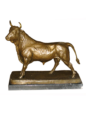Bronze Bull with Marble Base