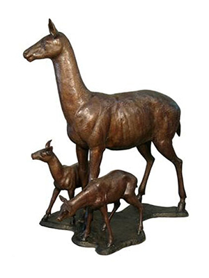 Bronze Doe and Baby Deer