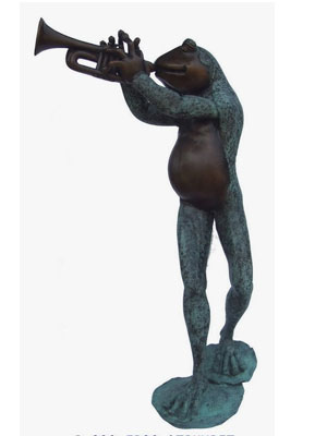 Bronze Frog Playing Trumpet