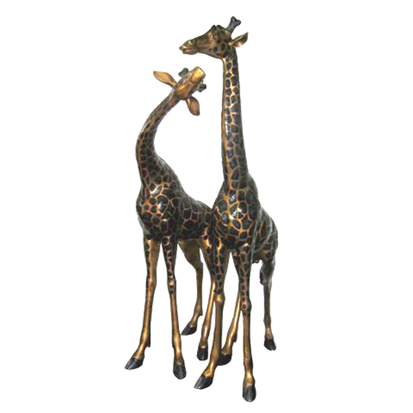 Bronze Giraffe Pair Statue Set - Click Image to Close