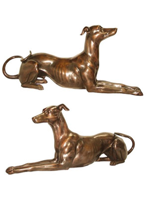 Bronze Lying Dog Pair