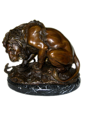 Bronze Lion with Marble Base - Click Image to Close
