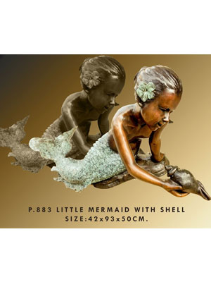 Bronze Little Mermaid with Shell