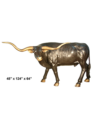 Bronze Longhorn Steer Statue - Click Image to Close