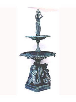 Bronze Mar Boy Fountain, 3-Step with Lady