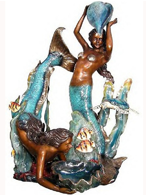 bronze mermaid shell holding larger