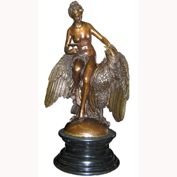 Bronze Nude Girl with Eagle Figurine