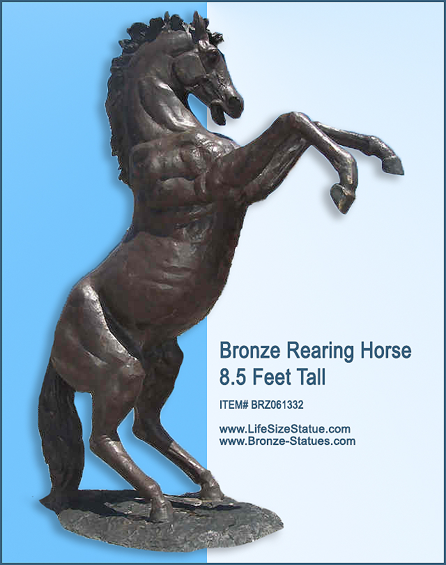 Bronze Rearing Horse Statue 8 1/2 Feet Tall