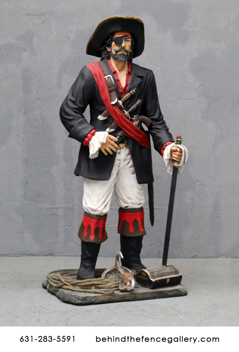 Captain Pirate Standing Statue - 6Ft.