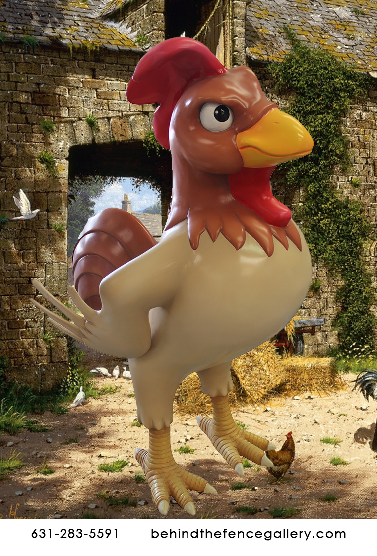 Bruno the Cartoon Rooster Statue - Click Image to Close