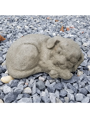 Sleeping Dog Small Cast Stone Garden Sculpture