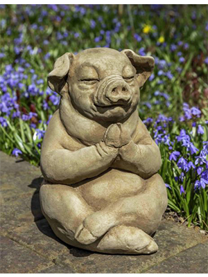 Zen Pig Animal Statue Cast Stone Garden Sculpture