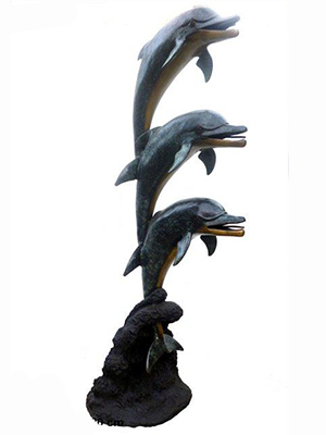 3 Dolphins on Wave Fountain - Click Image to Close