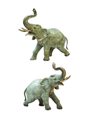 Bronze Elephant Pair with Trunk Up
