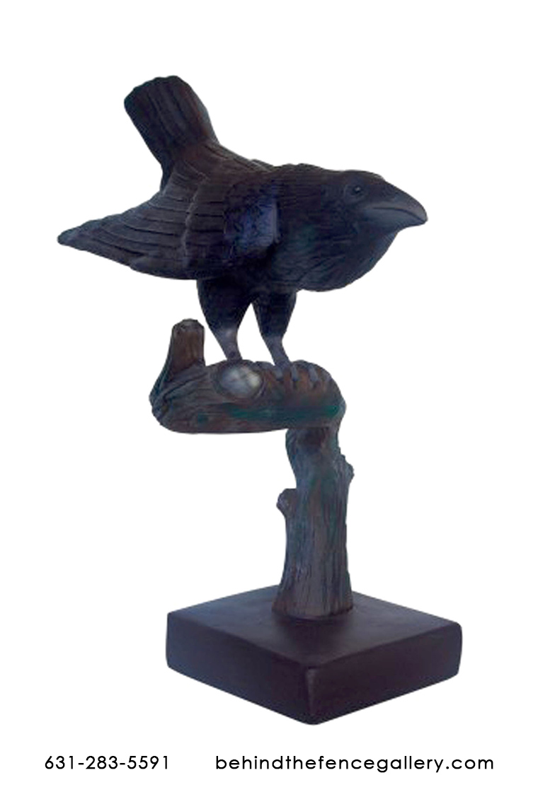 Raven on Branch Statue 2 - Click Image to Close