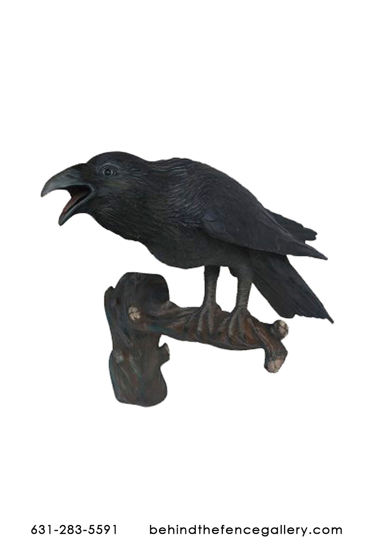 Raven on Branch Wall Mount