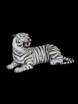 White Tiger Statue Lying Down With Open Mouth