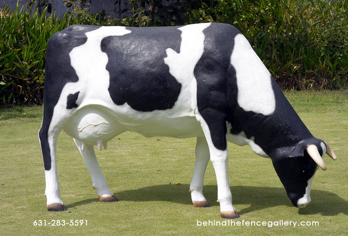Head Down Cow Grazing Eating Life Size Farm Prop Statue