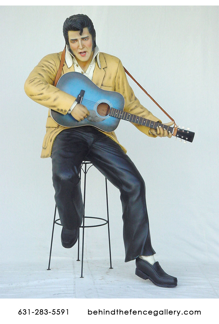 Elvis Presley Sitting on Stool Statue - Click Image to Close
