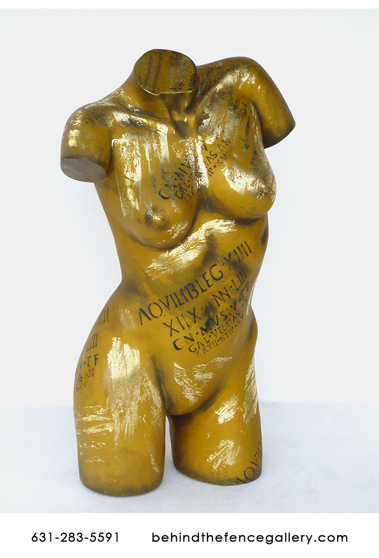 Female Torso Statue in Gold Finish - Click Image to Close