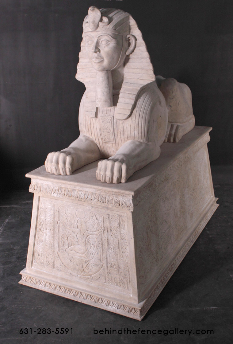 Jumbo Sphinx On Base in Roman Stone Finish - Click Image to Close