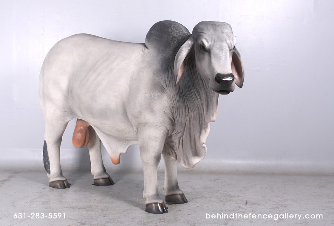 Brahman Bull Statue - Gray - Click Image to Close
