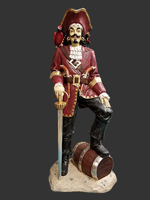 Pirate Captain with Barrel 6ft. - Click Image to Close