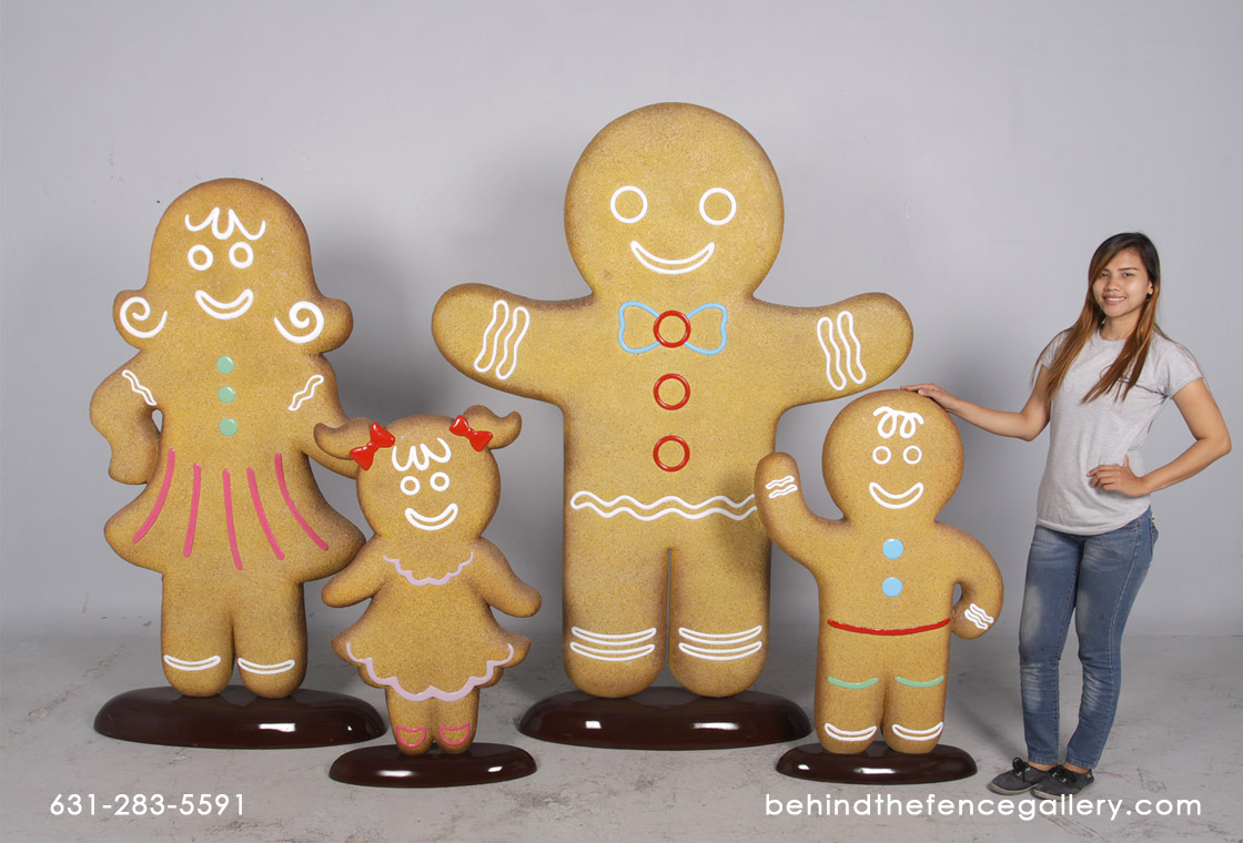 Gingerbread Family Statue Set - Click Image to Close