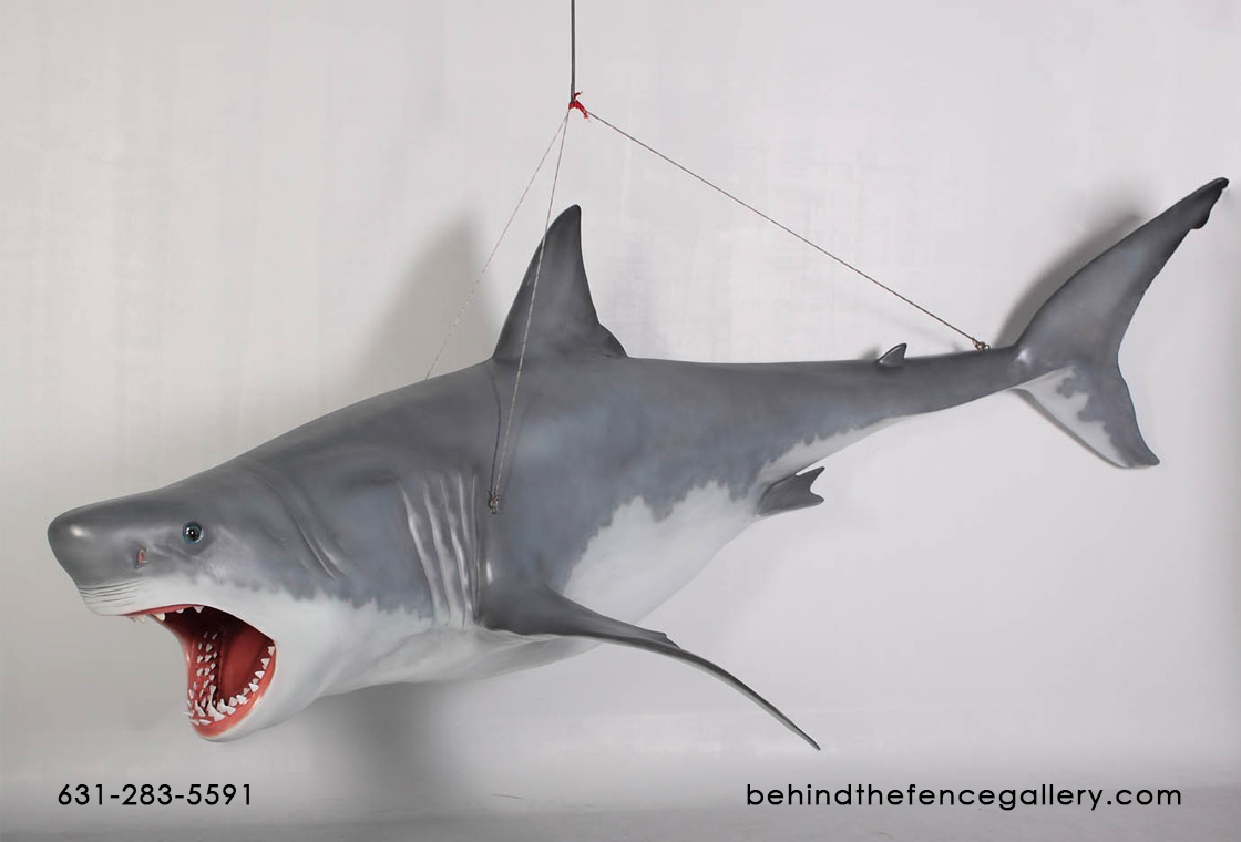 Great White Shark Statue - Hanging 11 Ft.