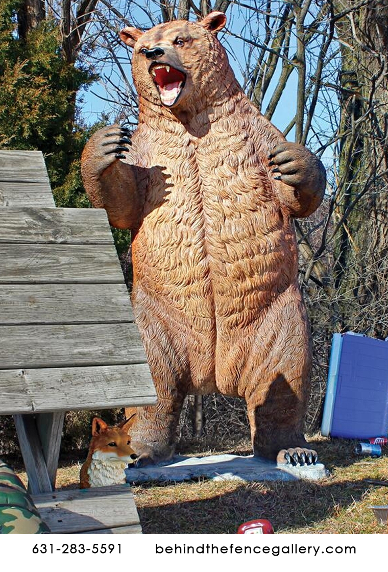 Roaring Standing Grizzly Bear Life Size Statue Roaring Standing Grizzly Bear Life Size Statue